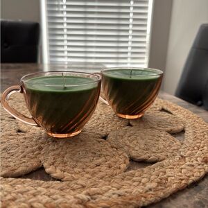 Set of 2 Repurposed Vintage Teacup Candles Jasmine Essential Oil Wicked Inspired